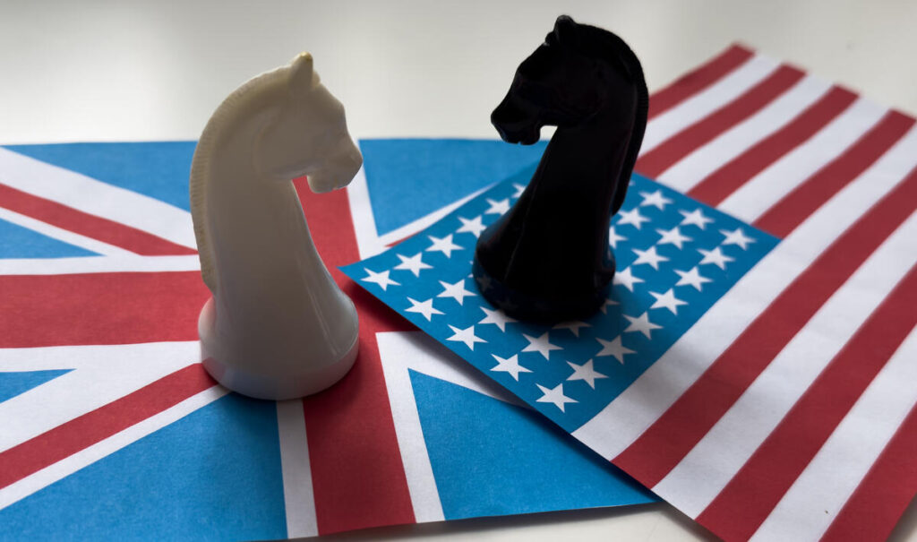 British and American flags