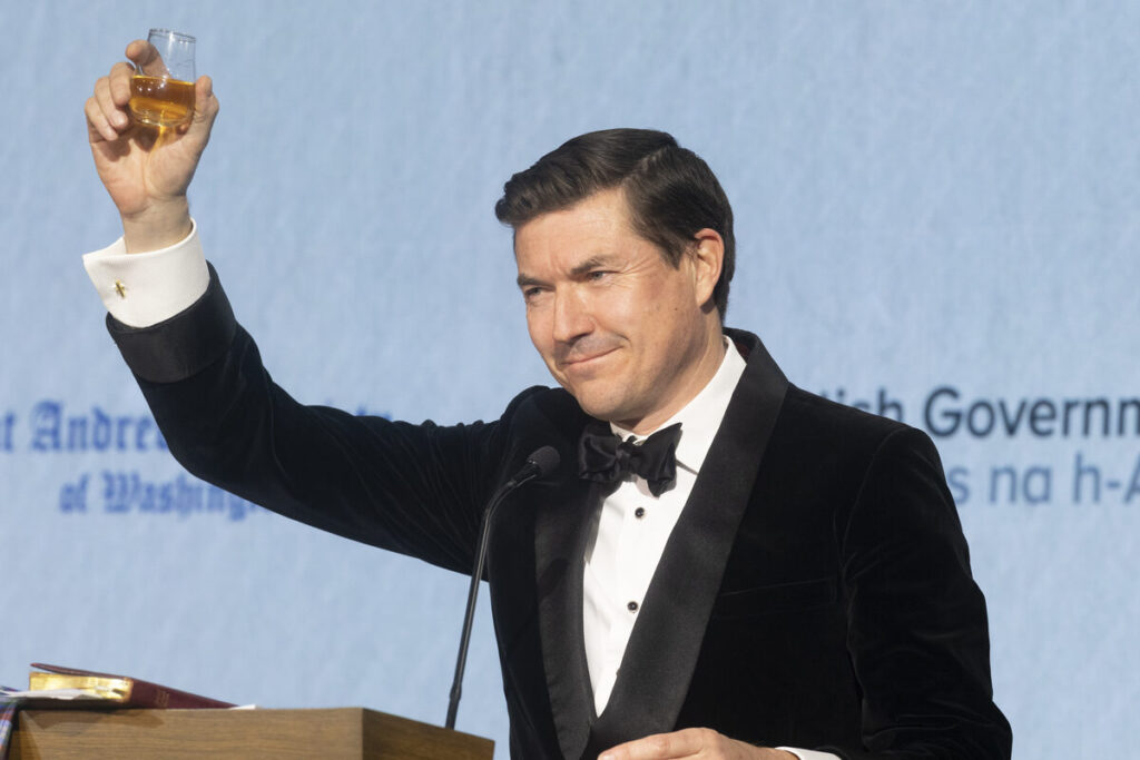 James Roscoe at podium on Burns night